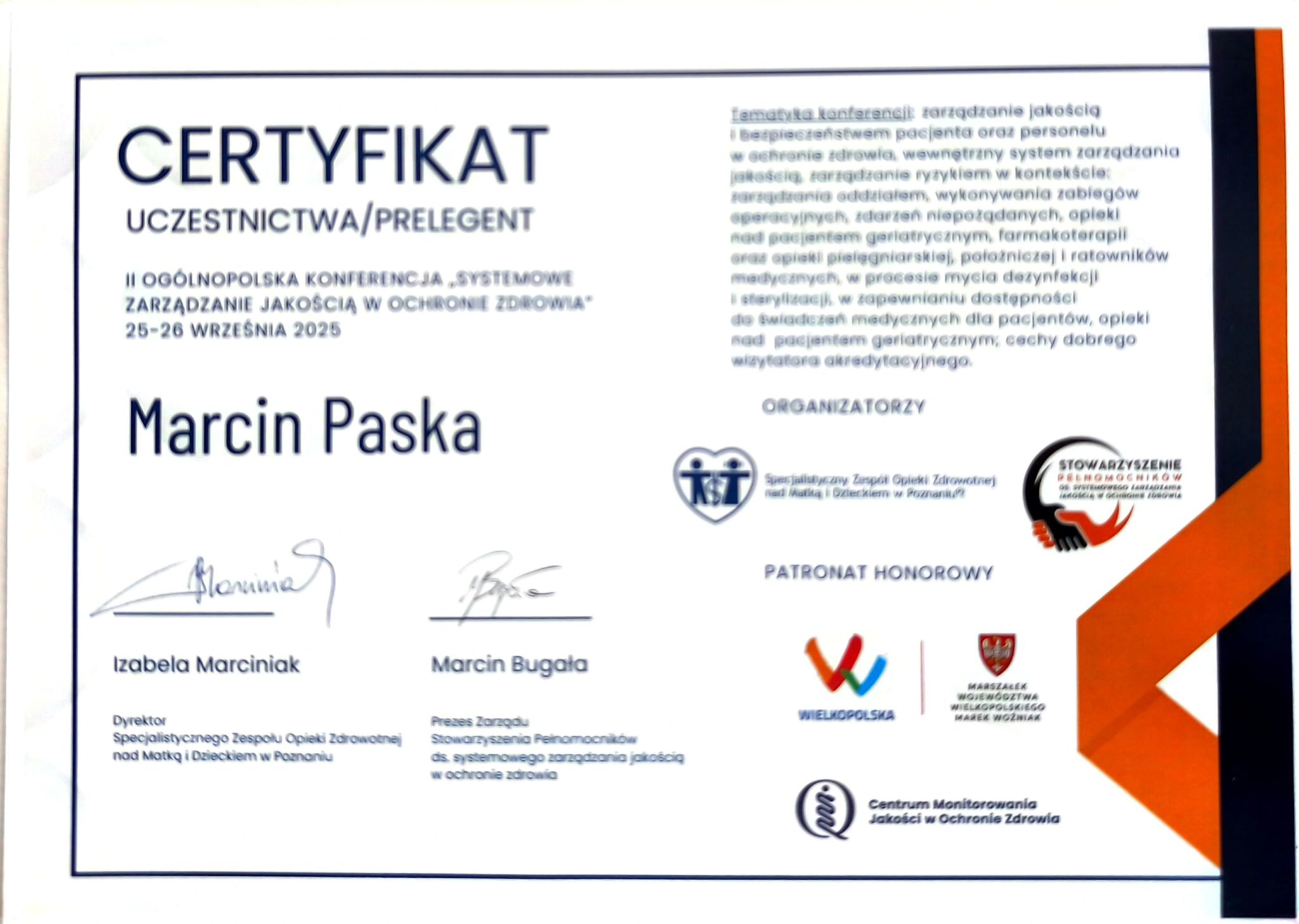 Uczestnicy konferencji podczas sesji poświęconej systemom zarządzania jakością w praktyce medycznej